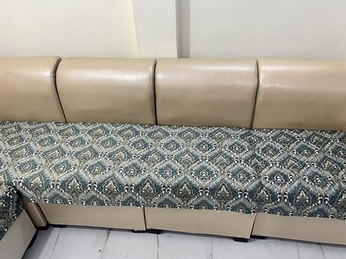 Image of JAPA Champagne Classic Damask Quilted Velvet L-Shape Seat-Only Sofa Cover for 3+3 Seater - Non-Slip Washable Daily Use Sofa Protector, Luxury Sofa Mat for Living Room