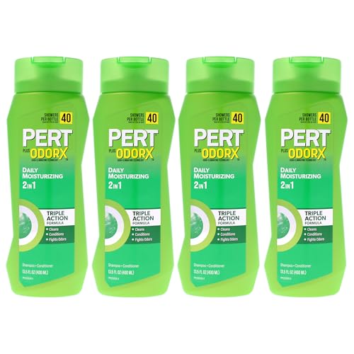 PERT 2 in 1 Complete Clean Shampoo and Conditioner - Mens Shampoo for Daily Use - Hair Conditioner for Men - Removes Dirt, Oil, and Build Up - 4 pc