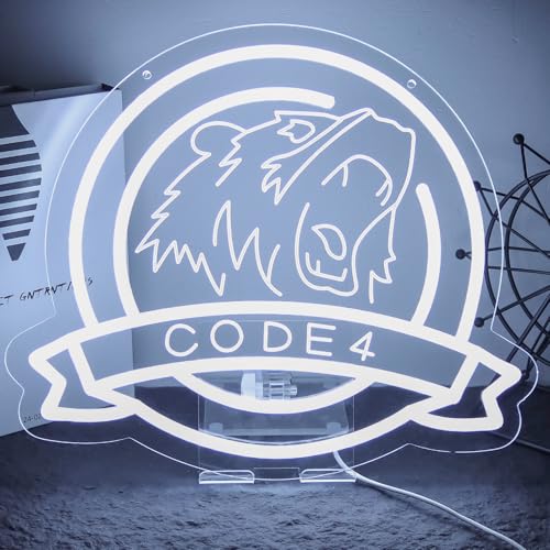Image of Police Code 4 Neon Signs,Dimmable LED Police Neon Light for Garage or Man Cave Decor Suitable for Beer Bar Club Garage Hotel Bar Cafe Birthday Party Gift Led Art Wall Decorative14.1 * 12.2Inch