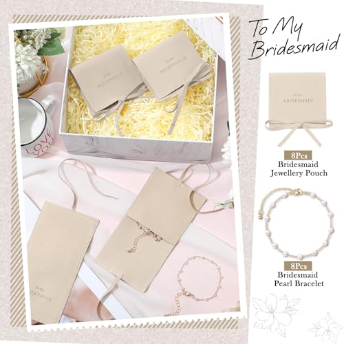 Quelay 16 Pcs Jewelry Bridesmaid Gift Pearl Bracelet Microfiber Jewelry Bag Pouch Set of 8 for Wedding Bridal Party Favor4