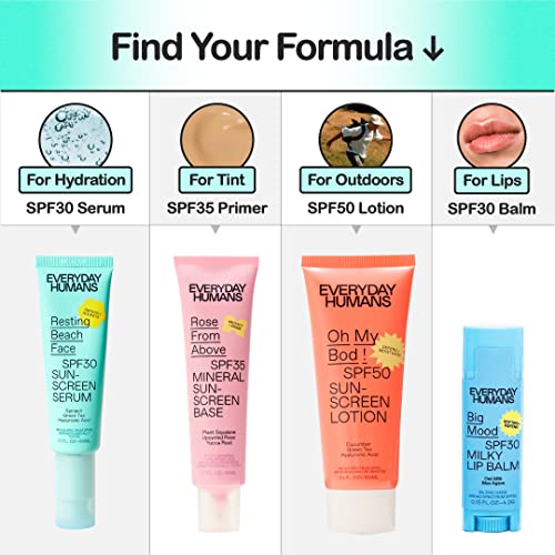 Everyday Humans Resting Beach Face | Spf 30 Lightweight Facial Sunscreen & Makeup Primer 0.5 Oz | Serum Moisturizier W/ Hyaluronic Acid For Glow | Face Moisturizier With Spf For Normal, Combo, Oily Skin | Cruelty Free Oxybenzone Free | Travel Mini Size #TOP7