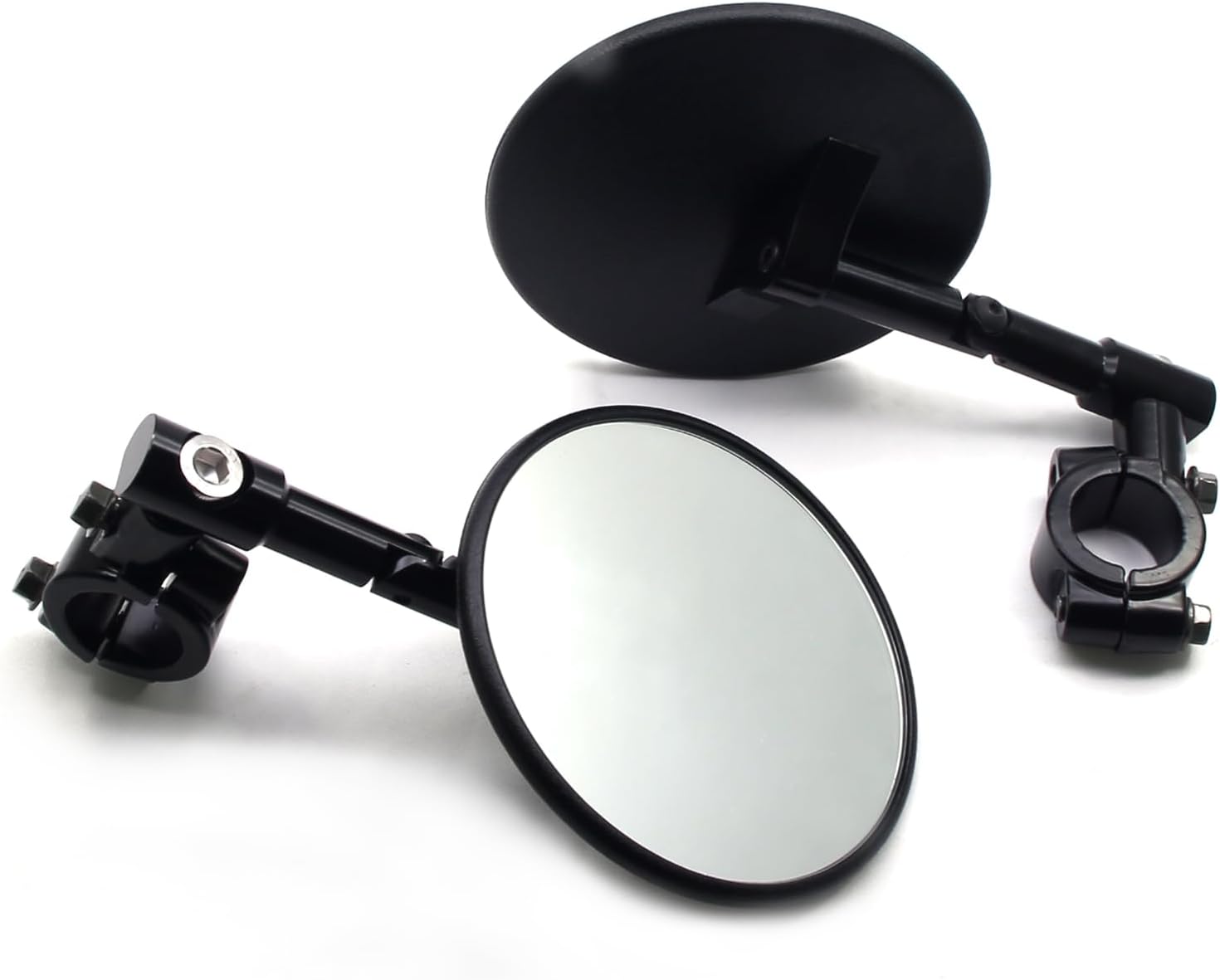 MZS Motorcycle Handlebar Mirrors, Foldable Bar End Mirror M8 Thread with 7/8 Handlebars Mount Fit for Motorbike Street Dirt Electric Bike E-bike Adventure Scooter ATV Quad