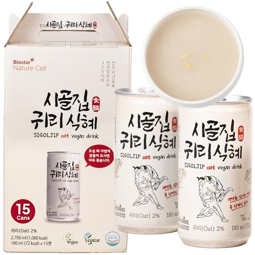 Korean Food SIGOLJIP OAT VEGAN DRINK (Traditional Sikhye Rice Drink) 8 fl oz x 15Cans - No Additives, Naturally Sweetened with Barley Malt