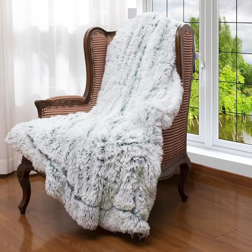 Cheer Collection Throw Blanket - Shaggy Hair Fluffy Blanket for Couch or Bed, Soft Throw Blanket, Plush Fuzzy Blanket, Decorative Super Soft Blanket, Machine Washable, 50"x60", Blue Ombre