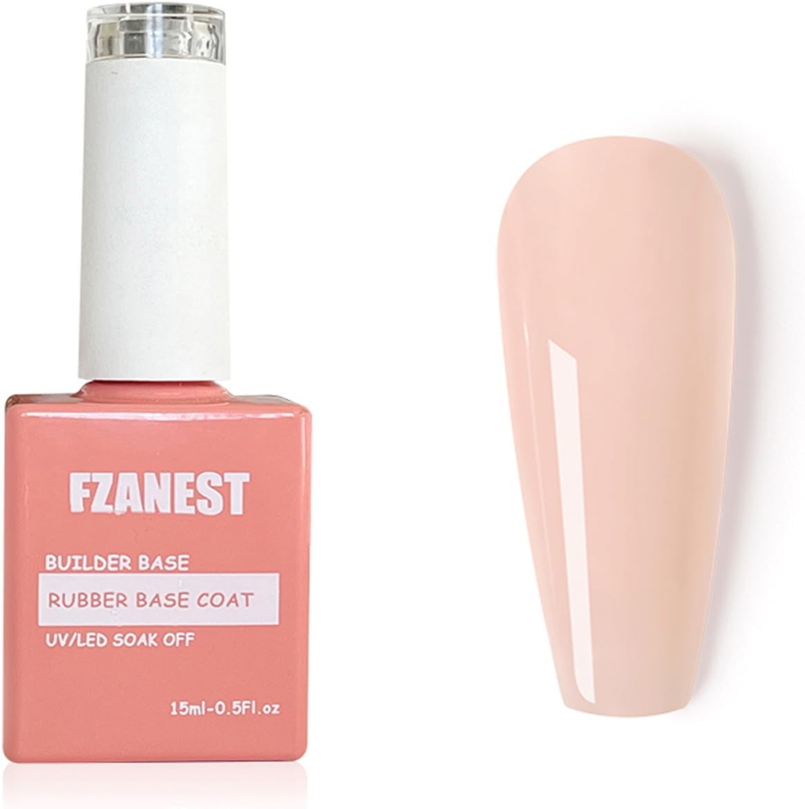 Nude Pink Builder Gel 15ml, Natural Color Rubber Base Gel Polish for Nail Strengthener Extension Self-leveling Soak Off UV LED French Nail Base