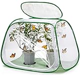 XingYunEr Outdoor Pop-up Large Insect and Butterfly Net Habitat，with Rainproof top Cover Increase Survival Rate, Windproof Trapezoidal Design，Collapsible Caterpillar Growing Mesh Cage Terrarium
