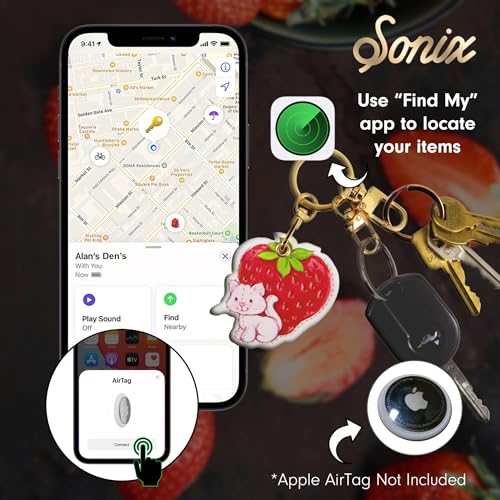 Image of Sonix Keychain Case Compatible with Apple AirTag | Protective Cover Keychain for AirTag | Strawberry Shortcake Vintage