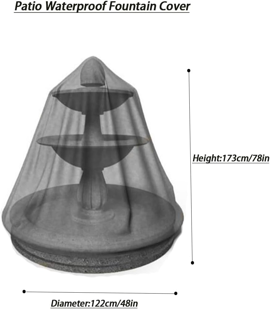 J&C Fountain Cover 420D Heavy Duty Outdoor Fountain Covers for Winter Patio Fountain Accessories Waterproof Fade Resistant (Beige)
