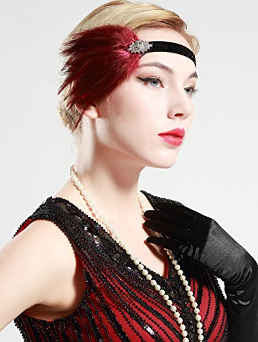 BABEYOND Dames jaren 1920 Great Gatsby Hoofddeksel Flapper Hoofdstuk Veer Hoofdband 1920 Crystal 20s Art Deco… - Image 5
