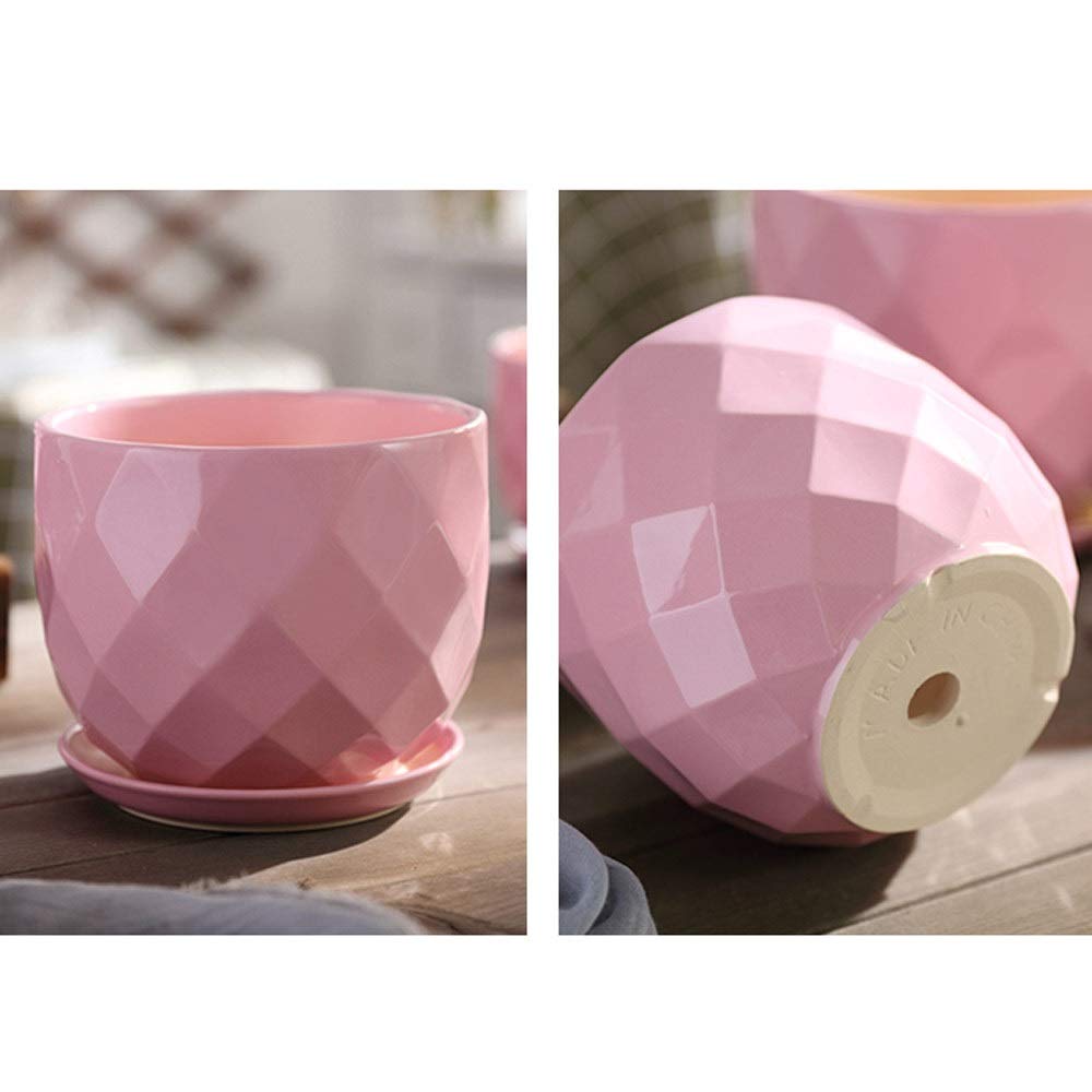 Ceramiczna doniczka na kwiaty bardzo duża okrągła geometryczna diamentowa donica minimalistyczna kreatywna doniczkowa zielone rośliny doniczki sukulenty doniczka rośliny ogrodowe do dekoracji domu ogrodu (rozmiar: L)