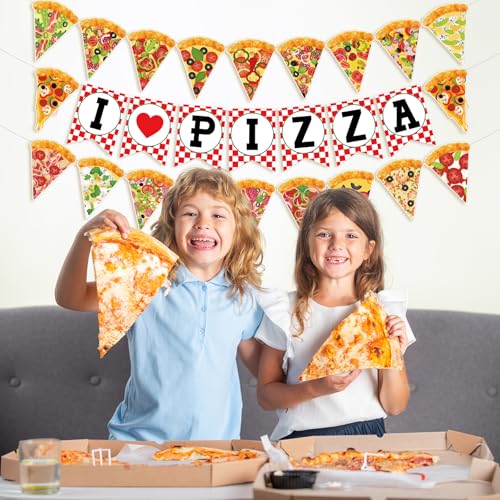 Versatile Pizza Party Banner – Pack of 3, Pre-Strung, with Pizza Slices & I LOVE PIZZA Letters, Perfect for Any Party with Pizza – Birthdays, Dorm Parties, Game Nights & Office Celebrations by plorbach - Used condition - Image 5