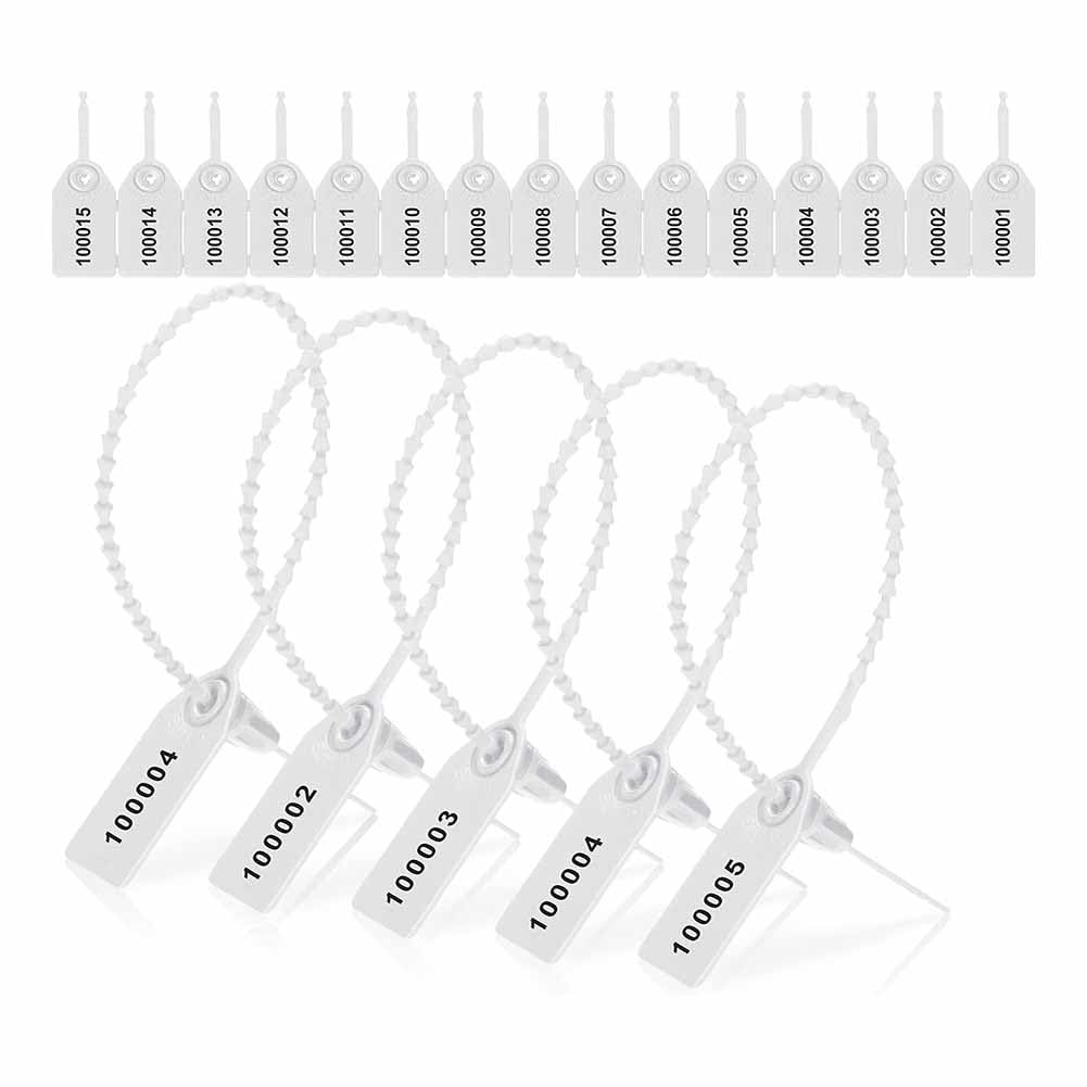 Zabezpieczony numer uszczelnienia Plastikowe plomby zabezpieczające przed otwarciem, numerowane opaski zaciskowe wielokolorowe 1000 szt.(White)