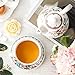 MALACASA Teapot Set, Porcelain Tea Pot Serving Tea for One Set, Blooming & Loose Leaf Teapots, 11 Ounce Teapots, 8.4 Ounce Teacup and Saucer Set, Series SWEET.TIME