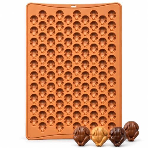Crethinkaty Thanksgiving Day Molds, Silicone turkey Mold, 100 Cavity 3D turkey Shape Chocolate Molds, Mini Gummy Mold for Baking, Cookies, Jelly, Dog Biscuit for Autumn, Thanksgiving Day