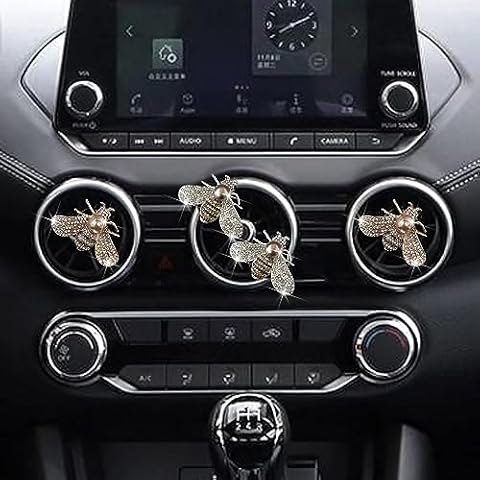 Shiny Bee Car Air Freshener Dashboard Outlet Vent Clips，Pearl Diamond Bee Car Perfume Car Air Conditioner Air Outlet Decoration Aromatherapy Clip，Auto Interior Decorations Accessory (4 Pcs) Cover