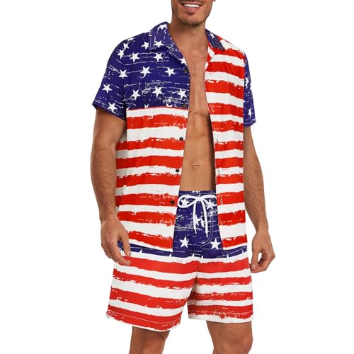 Century Star Men's Hawaiian Beach Outfits - Summer Vacation Hawaii Shirt & Swim Trunks Set 80s Disco Vintage Shirts for Men