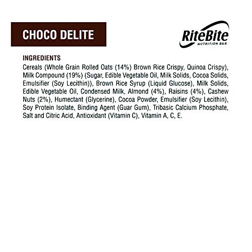 Image of RiteBite Choco Delite Energy Snack Bar with Oats, Almonds & Dark Chocolate 480g - Pack of 12
