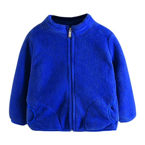 Kids Girls Fleece Warm Winter Jacket Full Zip Solid Color Thicken Coat Casual Windproof Outwear Jackets With Pocket