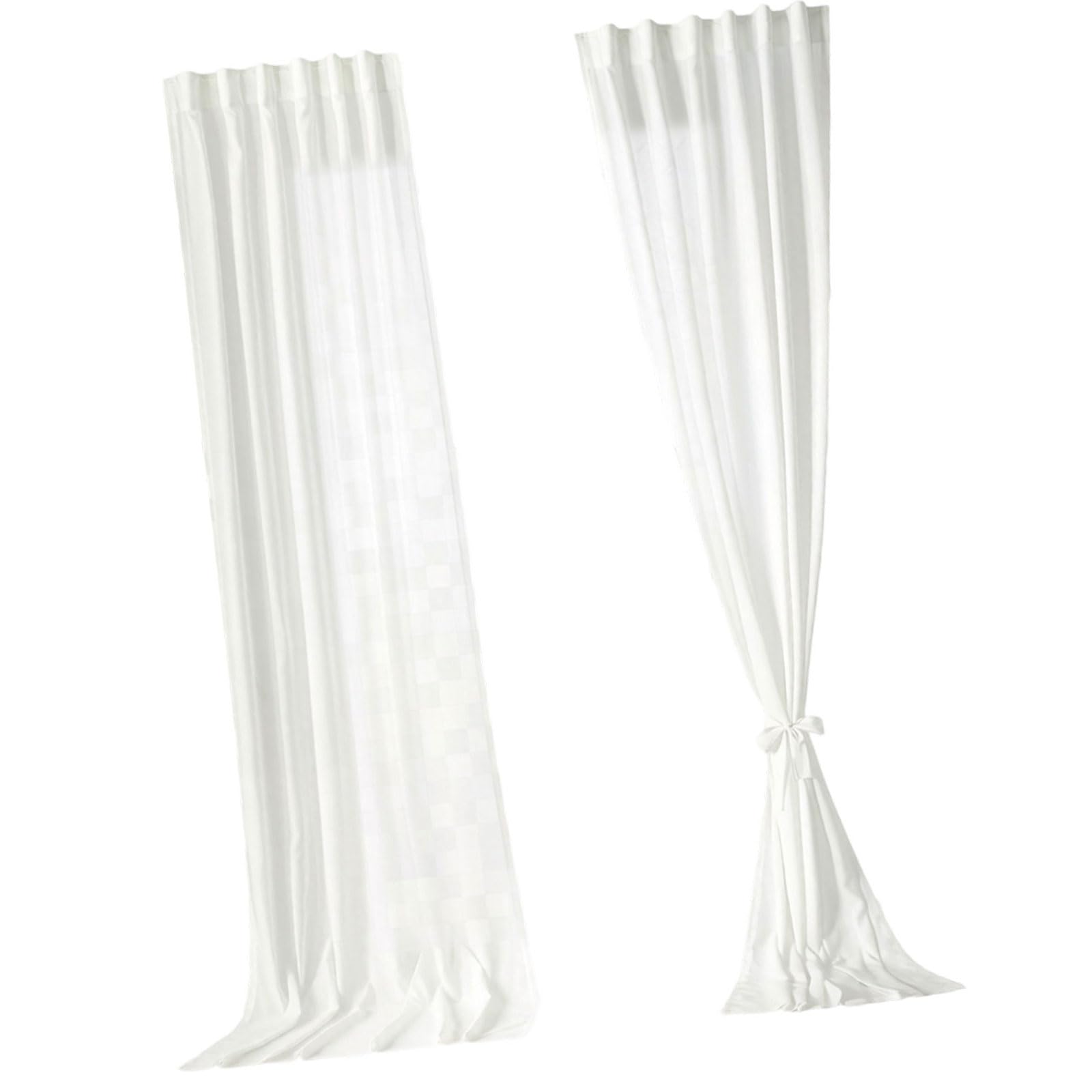 JSGHGDF 2 Piece Light Filtering Window Drapes Imitation Linen Fabric Semi Sheer Curtains with Back Tab & Rod Pocket Home Decors Half Privacy Drapes