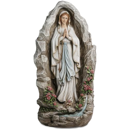 Our Lady of Lourdes Statue - 18 Inches Virgin Mary Statue Catholic Garden Decor, Our Lady of Lourdes Grotto Sculpture for Home Yard Patio Lawn Hallway Decor