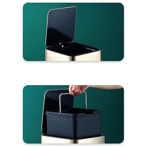 Miniatura 4 de ZALORD Bote de basura moderno y elegante de acero inoxidable de 10 litros con tapa, llama a que el inodoro sea factible de cocina, papelera de gran