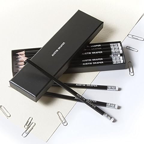 Personalised Jet Black Pencils in a Box Cover