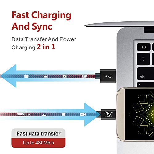 Wayona USB Type C 65W/3A Charger Cable Fast Charging Cord for Samsung Galaxy S24, S24 Ultra, S23, S22, S21, S20 FE, A55, M34 5G, M14, M15 5G, iQOOZ9, iPhone 15 Series (3 FT Pack of 1, Red & Black) - Image 5