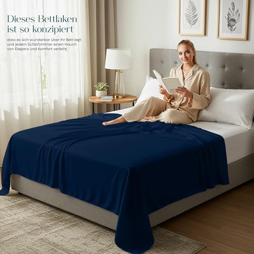 Utopia Bedding - Bettlaken ohne Gummizug - 167x243cm - Marineblau – Ansicht 6