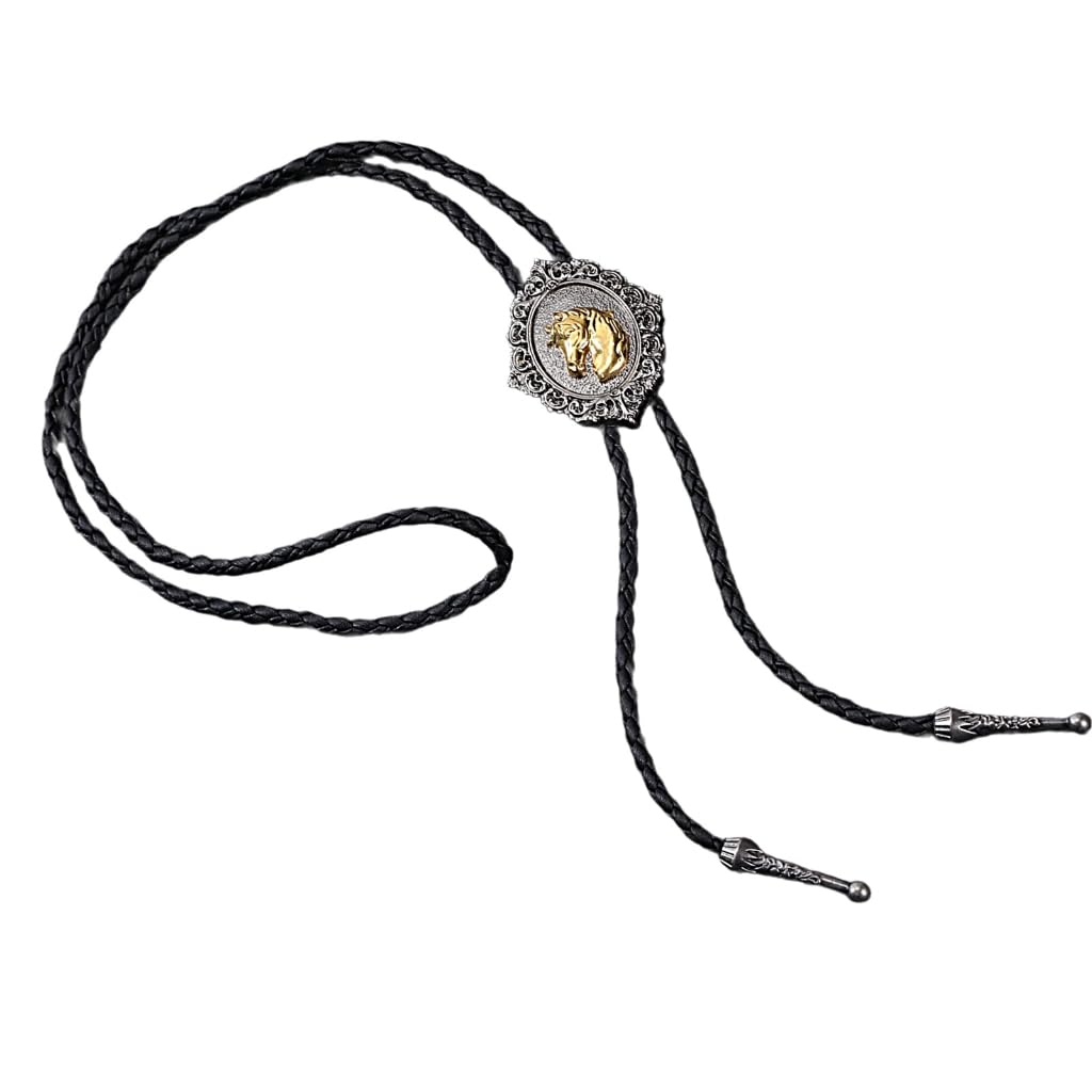 Cravatte da Cowboy, Collana con Ciondolo Forma di Distintivo Mucca e Cavallo