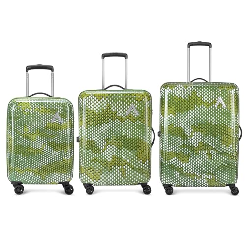 Image of Aristocrat Combat Set of 3 Trolley Bag, Small + Medium + Large Suitcase | Combination Lock | 8 Wheels | 3 Years International Warranty | Green