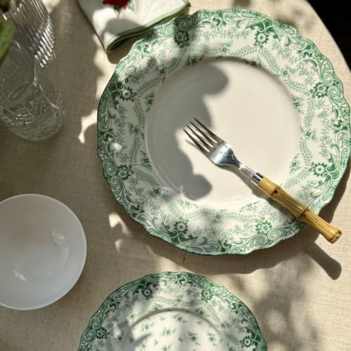 Image of GOLDEN QUEEN'S Handcrafted Dinner Plates: Set of 2 | Perfect for Hosting and Daily Meals | Microwave Safe Plates | 10 inch | Serves 2 - Willow Garden Dinner Plates