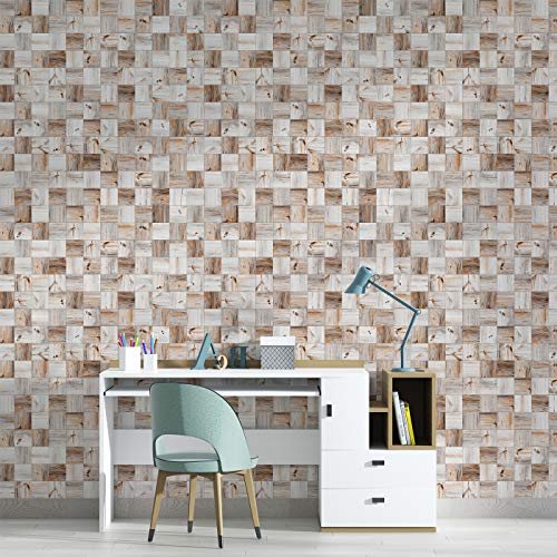 Image of DWELLSINDIA Wood Cubes Self Adhesive Wallpaper Waterproof, Scratch Resistant, Laminated 41x244 CM