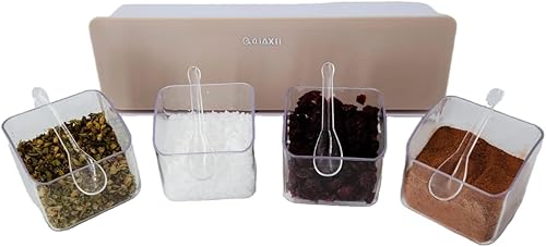 Miniatura 4 de Juego de cajas de condimentos acrílicas montadas en la pared, 5 piezas, transparente