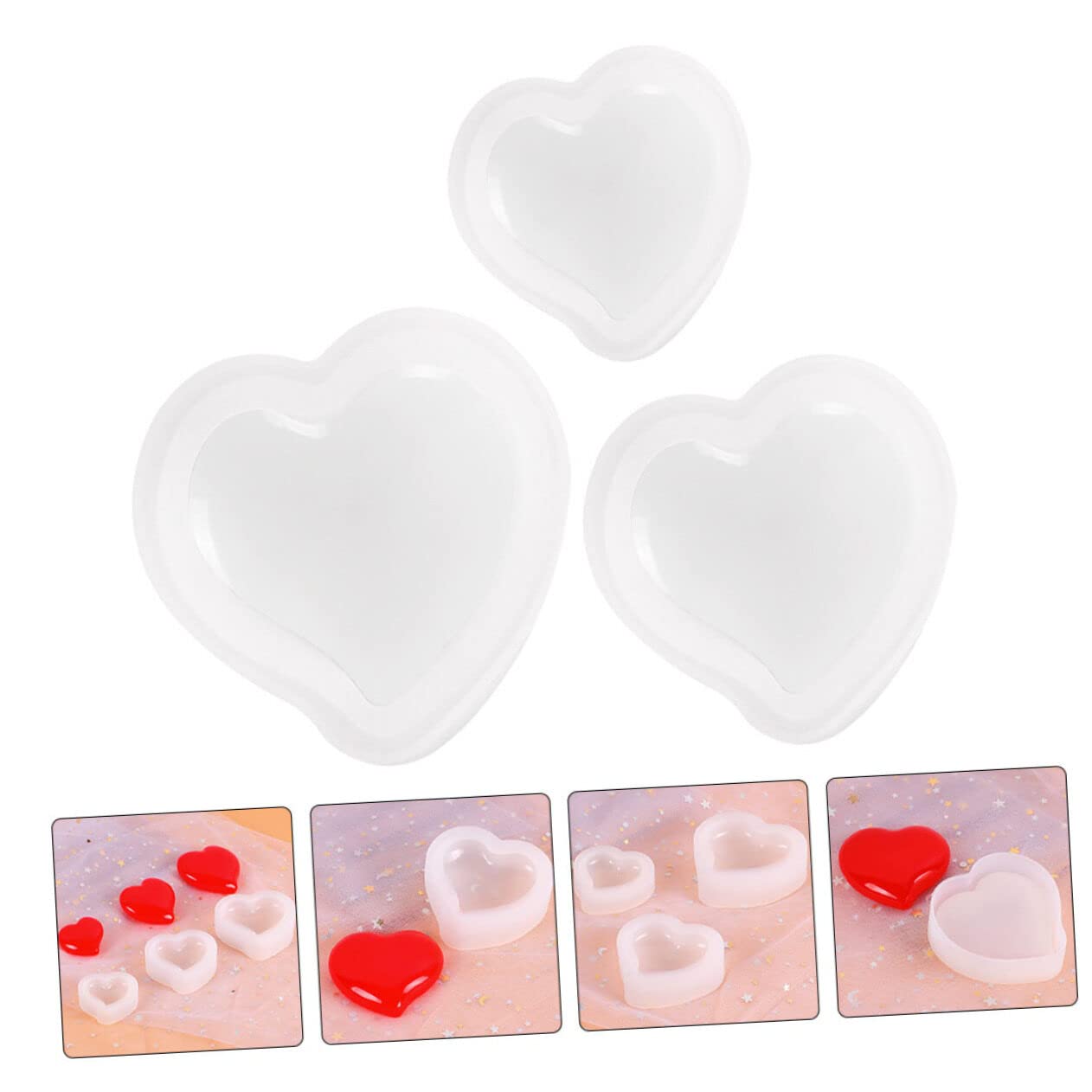 9piezas Molde De Silicona Forma De Corazón Para Manualidades y Decoración Diy Resistente y Reutilizable Para Proyectos De Artesanía y Especiales
