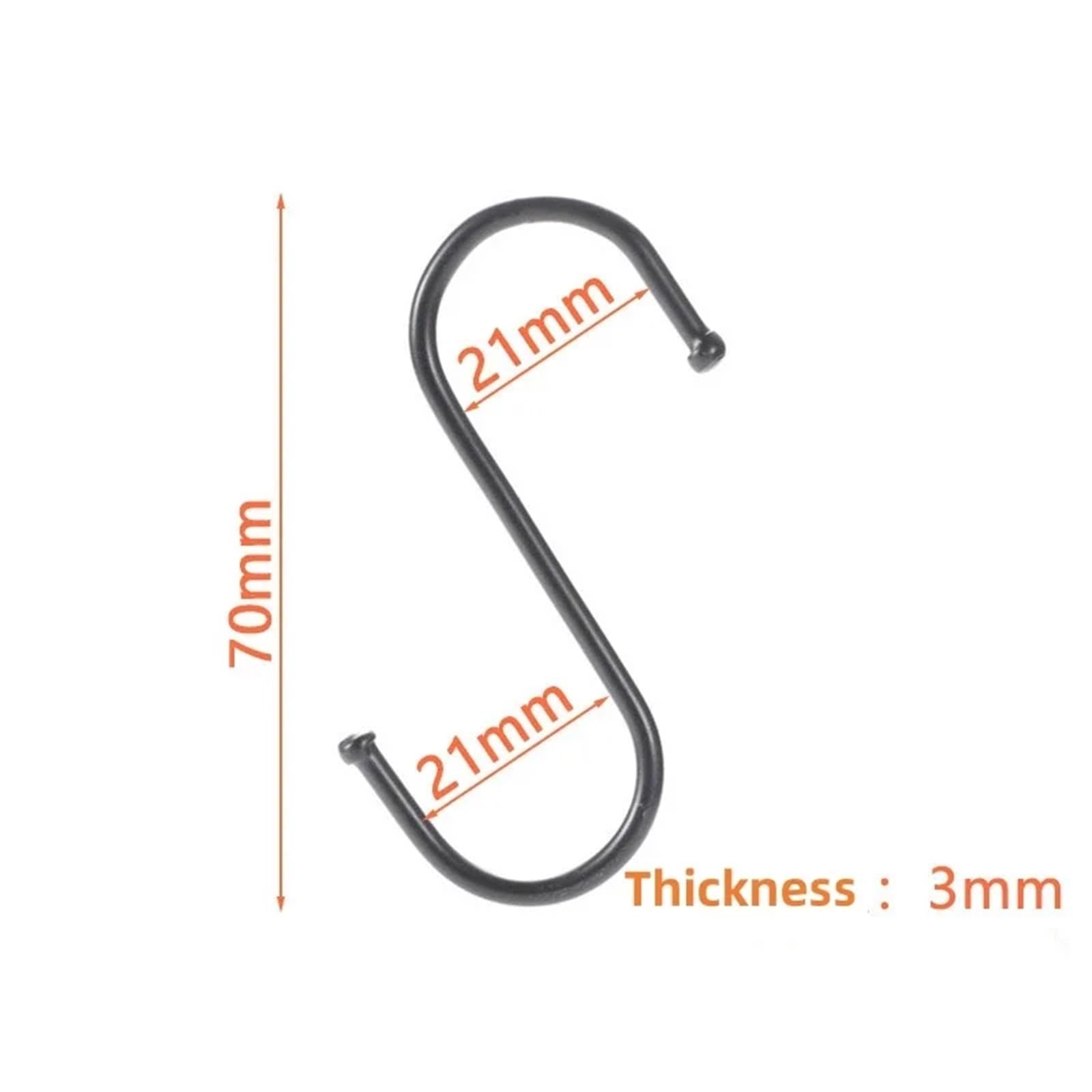 Ganchos de cocina for colgar, gancho Metal negro/plateado, organizador armario, soporte for bolso, herramientas útiles, 10/50 Uds(70mm,50Pcs)