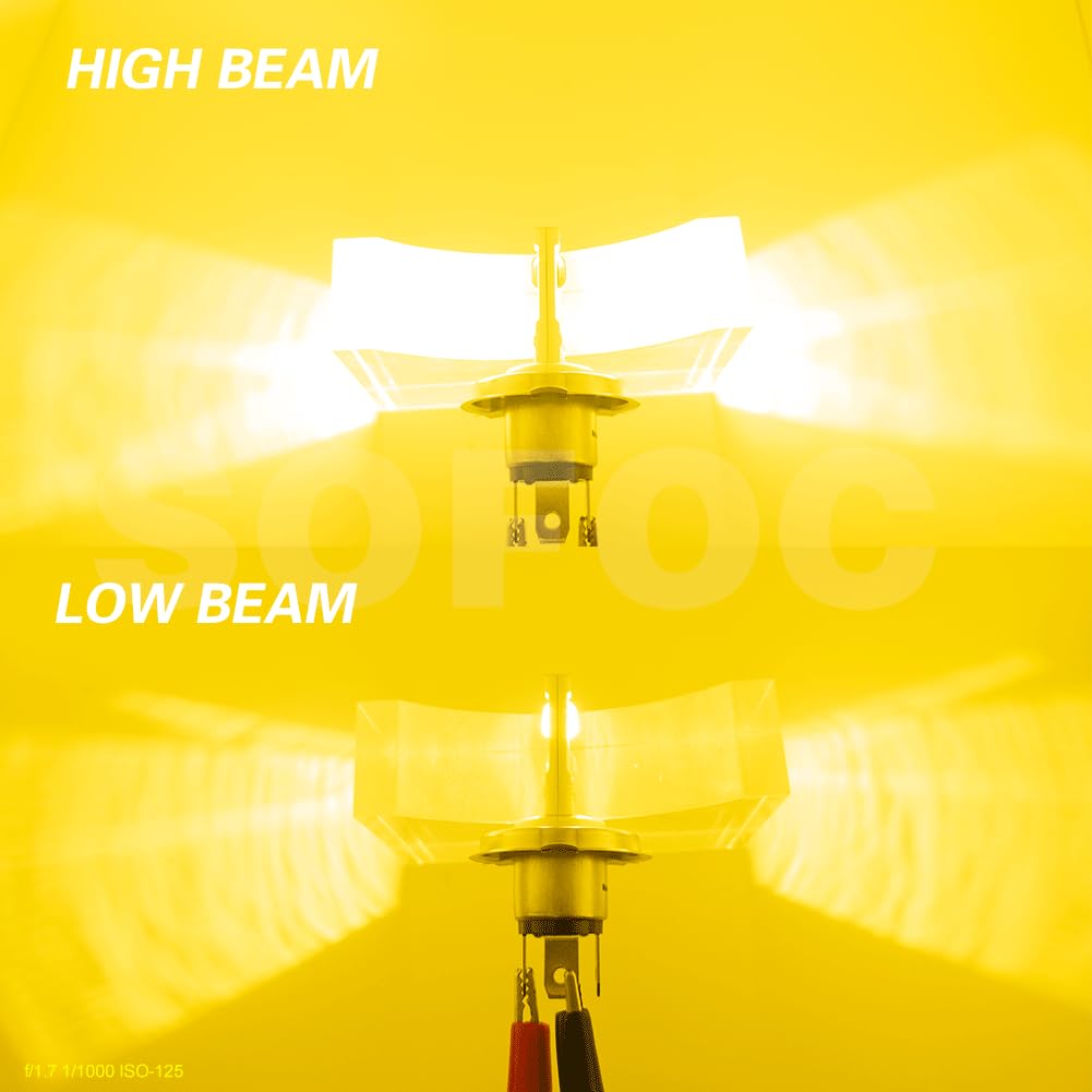 SOFOC H4 Gloeilamp 9003/HB2 LED 500% Heldere Dan Halogeen Motorfiets/Auto Koplamp Mistlamp Geel DC 12V-18V 60W 4000Lm P43T Halve/Hele Bundel Design 1Pcs
