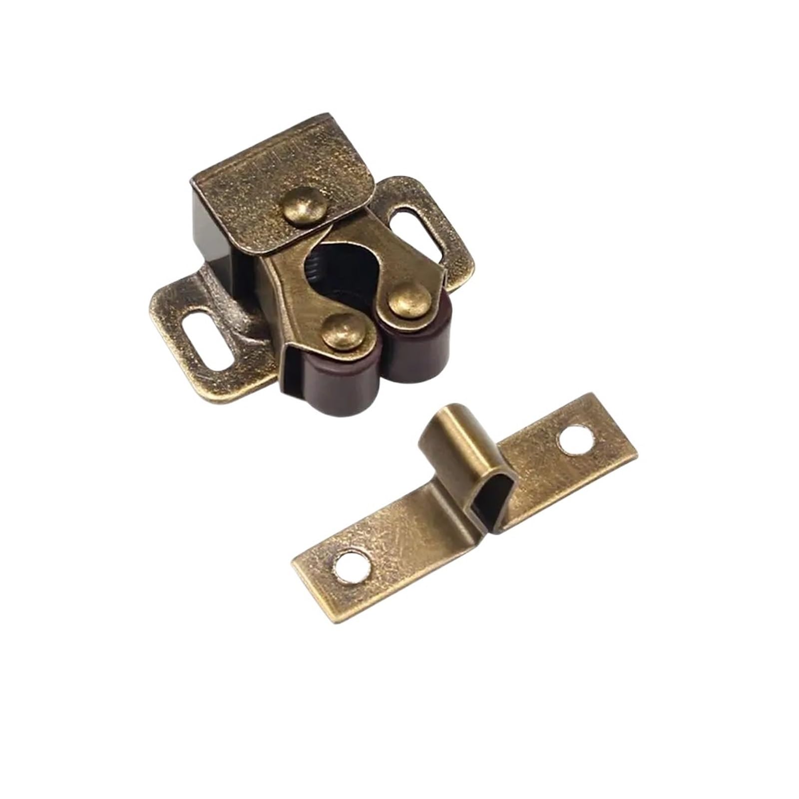 8pcs Double Roller Strong Hold Cupboard Cabinet Door Catches with Screws Catch Latch for Home Furniture for Furniture(Green Bronze)
