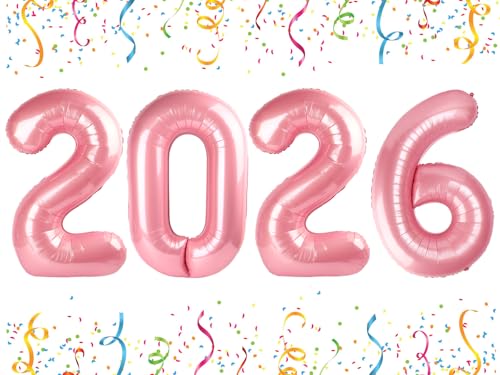 Image of 2026 Balloon Numbers Party Decorations, 40In Pearl Pink Balloons | Eye-catching Appearance, Perfect Decorative Centerpieces, Convenient Self-sealing Structure, Widely for Various Occasions