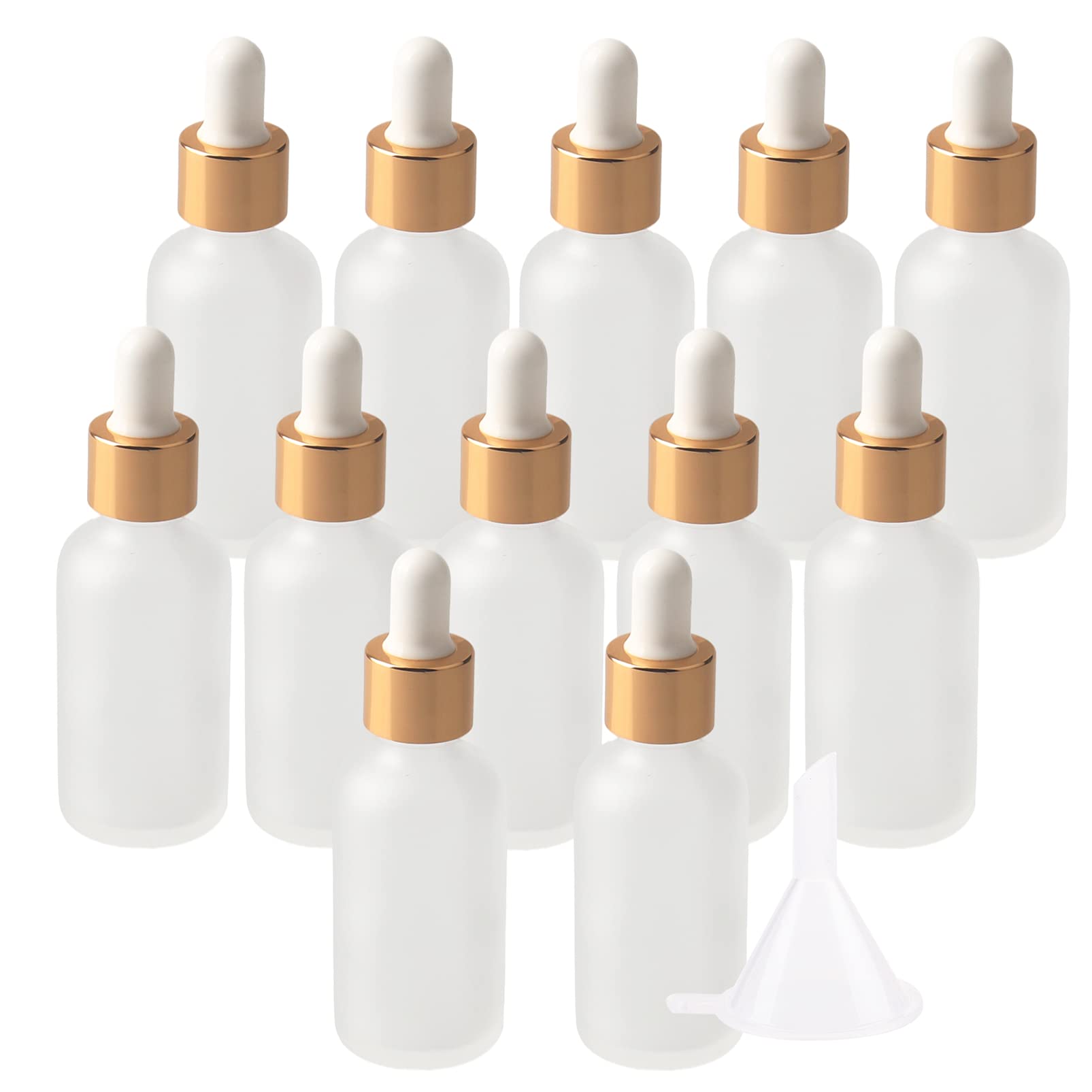 24 Piezas Transparente Mate Frasco Cuentagotas Cristal 30ml, Botellas Cuentagotas con Pipeta de Vidrio Oro, para Fragancias de Aromaterapia de Aceites Esenciales, Masaje, Viaje