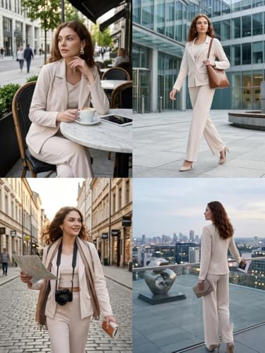 Image of Leriya Fashion Co ord Set for Women Stylish | Lycra Blend Western Blazer Suit 3 Piece Co ord Set | Casual Blazer for Women Stylish Formal Professional Office Wear