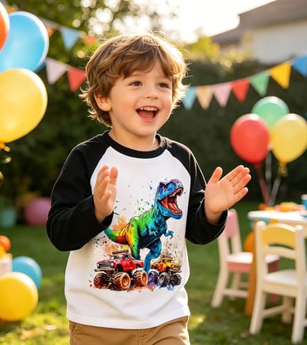 Image of Boys Construction Long Sleeve Raglan T-Shirt for 2-6 Years