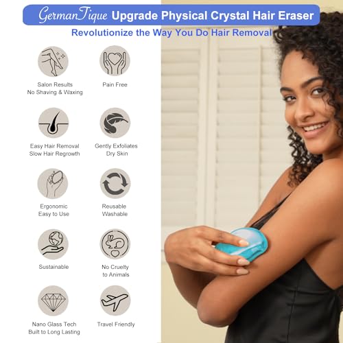 Germantique Crystal Hair Eraser,Natural Crystal Hair Remover,Reusable Painless Nano Glass Hair Removal Device Without Shaver,Gentle Crystal Epilator and Exfoliator for Soft Silky Skin(Light Blue) - Image 2