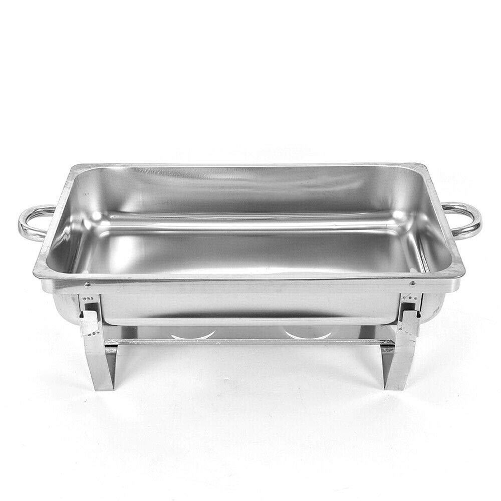 Plato para rozaduras de 9 litros y calentadores de alimentos, servidor de bufé, calentador de alimentos de acero inoxidable con tapa, marco plegable, soporte de combustible, plato de rozaduras para
