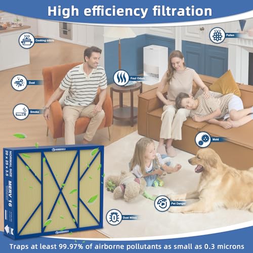 Image of GAPCCCAR2025 Pet Care Filter Replacement Compatible with Bryant /Carrier Infinity MERV 16 Air Cleaner Purifier Cartridge GAPBBCAR2025 /GAPCCCAR2025, 20 inch x 25 inch(actual size: 24.4 inch x 20.7 inch x 3.5 inch)