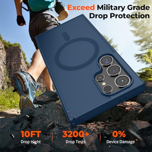Image of SUPFINE Magnetic for Samsung Galaxy S24 Ultra Case with Screen Protector, (Built-in Magnets) (Military Grade Drop Protection) Slim Translucent Shockproof Phone Case,Sapphire Blue