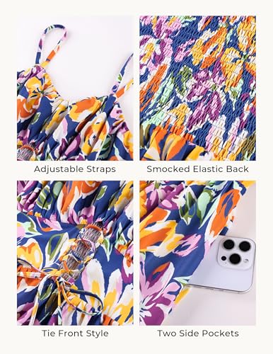 Image of GRACE KARIN 2026 Women's Spaghetti Vacation Sundress Summer Beach Flowy Boho Floral Maxi Dresses with Pockets