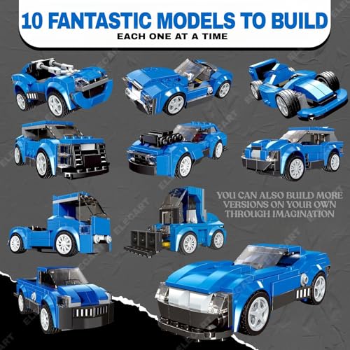 Image of 10 in 1 Speed Champion Model Cars Building Toys | Model Car Kits Building Blocks, Sports Race Car Building Kits for Adults Kids 8+ | Bugaati Sports Car Building Blocks for Kids & Adults