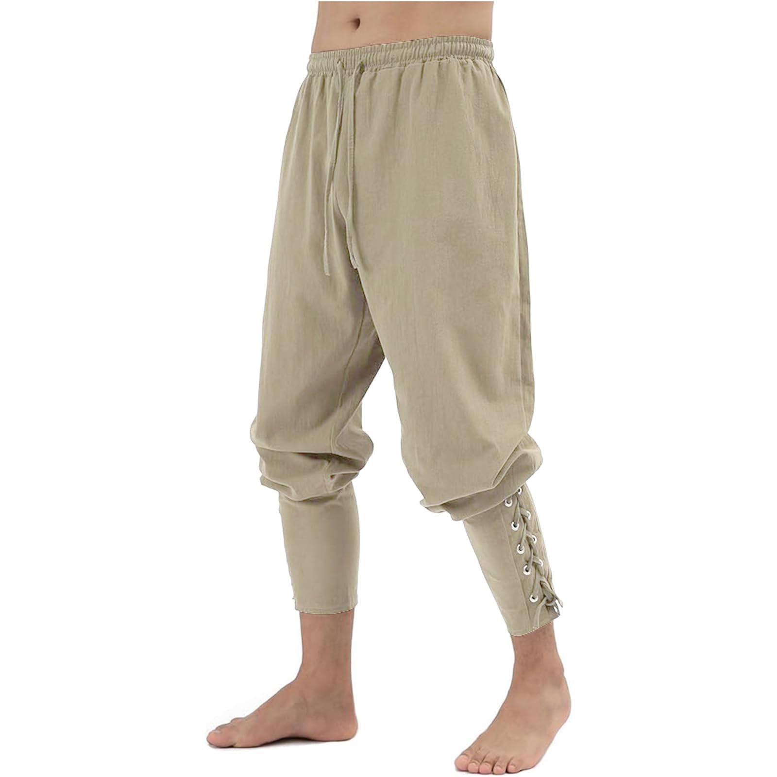 Men's Ankle Banded Pants Medieval Viking Navigator Pirate Costume Renaissance Gothic Halloween Cosplay Trousers.