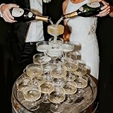 JarThenaAMCS 30Pcs Champagne Tower Glass 7 Oz Acrylic Champagne Coupe Stackable Clear Martini Cocktail Glass for Birthday Wedding Party Bar Decor