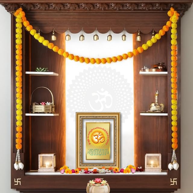 Image of DIVINITI Om with Gayatri Mantra 24K Gold Plated Foil Wall and Tabletop Photo Frame for Home Decor, Puja Room, Luxury Gifting | DG Frame 112 S2.5 (26x20 CM)